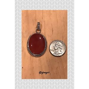 Vintage Jewelry - Vintage Carnelian Sterling Sliver Pendant Vintage Jewelry - Vintage Carnelian Sterling Sliver Pendant